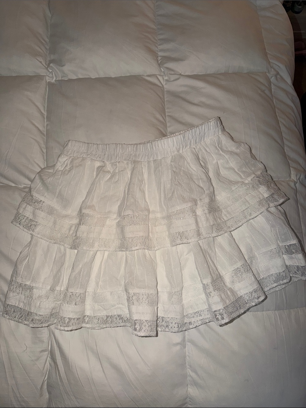 Francesca's Collections White Tiered Ruffle Mini Skirt